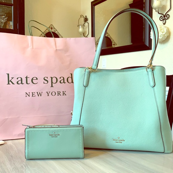 kate spade Handbags - ♠️Kate Spade NWT Jackson pebbled mint bag & wallet